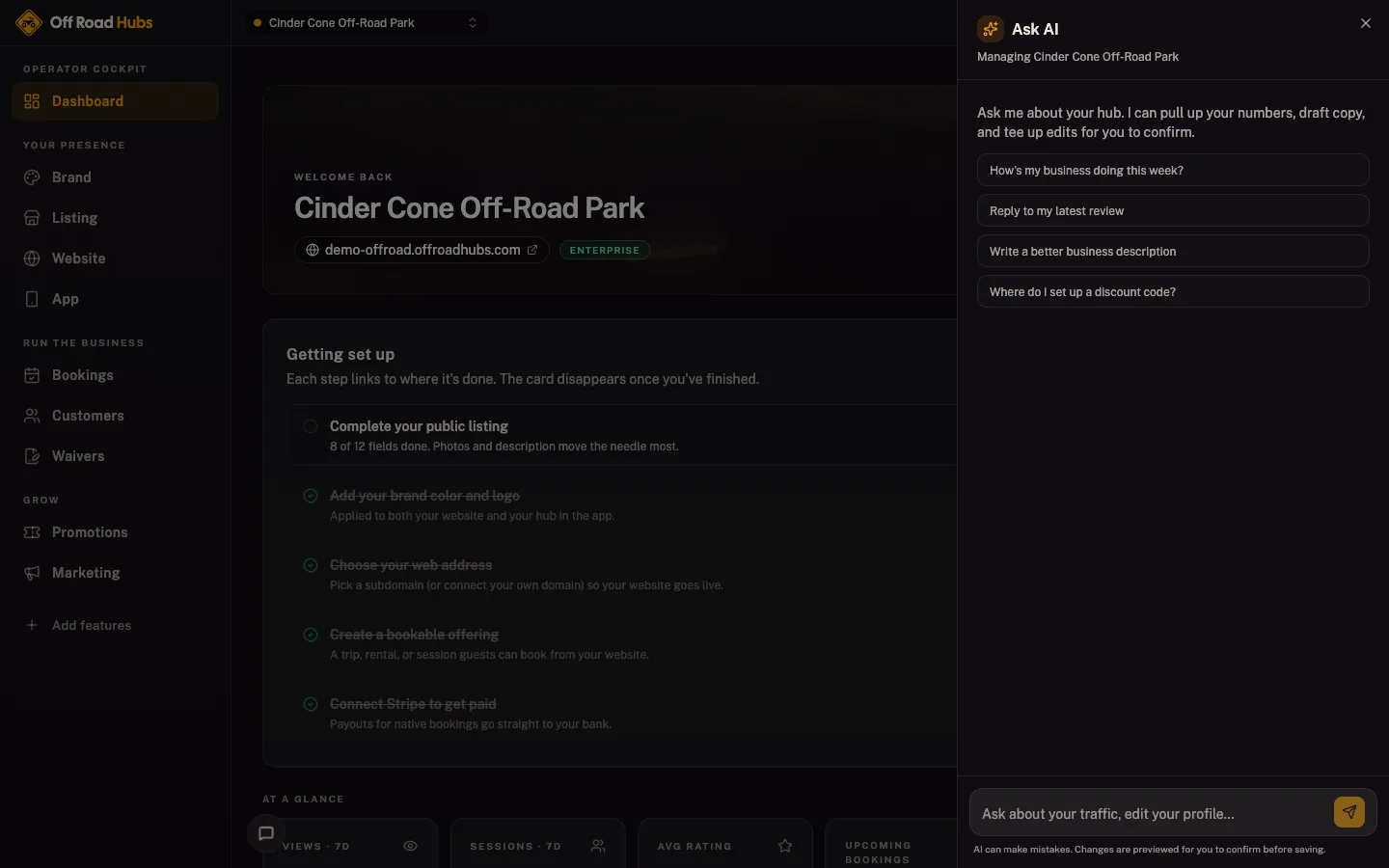 Great Outdoor Hubs cockpit: AI assistant
